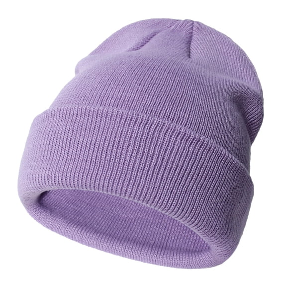 Luvior Kids Ribbed Knit Beanie, Winter Hat, New Year, Light Purple, Size S