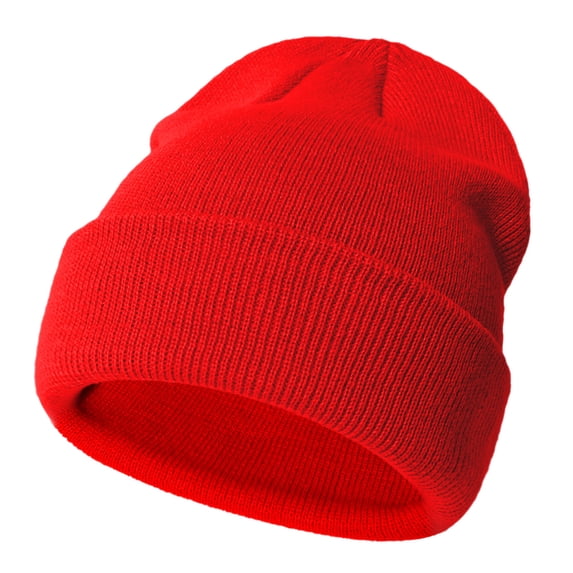 Luvior Kids Ribbed Knit Beanie, Winter Hat, New Year, Red, Size S