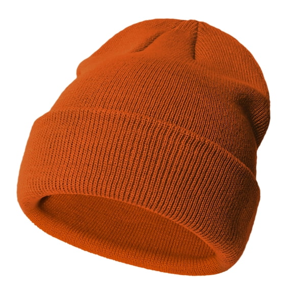 Luvior Kids Ribbed Knit Beanie, Warm Winter Hat, Soft Comfy, Orange2, Size S