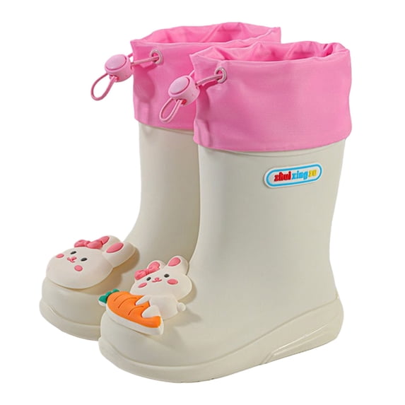 Luvior Kids Shoes Short Rain Boots For Kids Go To School Ankle Rainboot Slip On Garden Boot Rubber Shoes Toddler Children Lovely Footwear