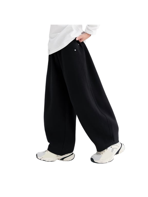 Kids Windproof Shell Pants, Ankle Zip Elastic Waist Water Resistant, School Ready, Black, Size 10-11 Years