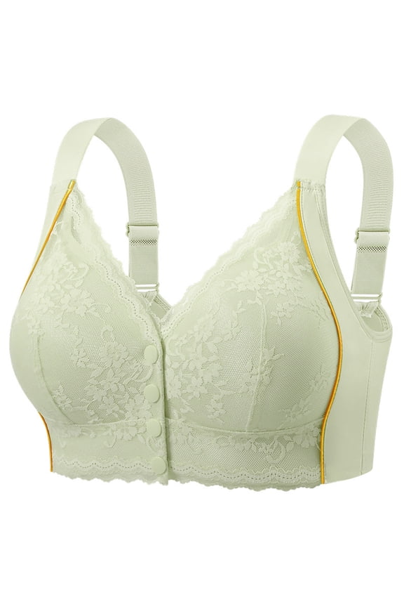 Lace Front Closure Bra Underwire Support Adjustable Straps Everyday Lifting Bralette Green 42