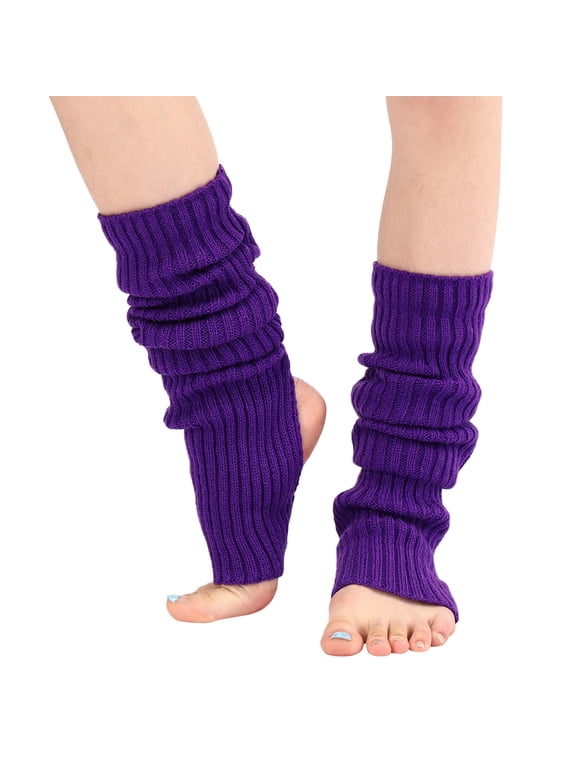 Long Leg Warmers for Women and Men Ribbed Knit Stirrup Style for 80s Party Dance Yoga