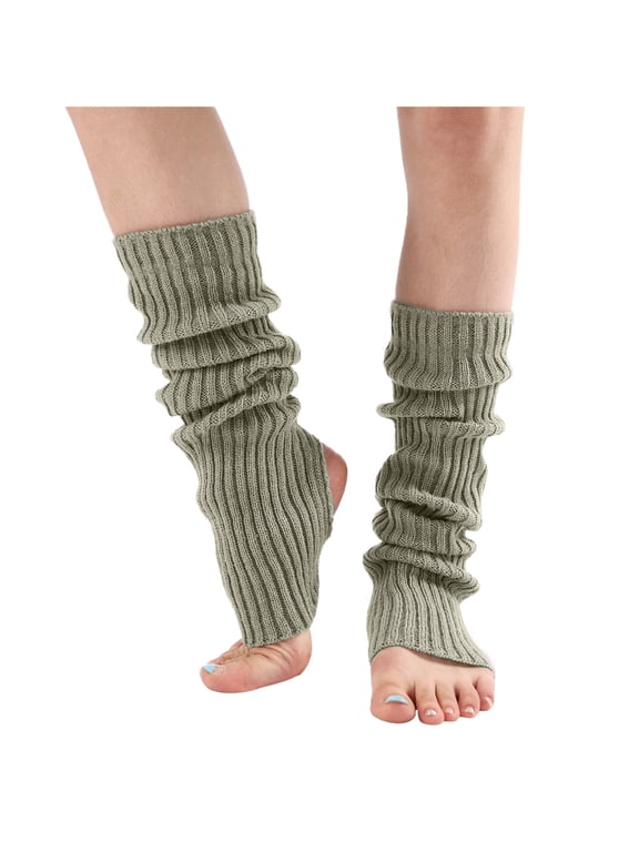 Long Leg Warmers for Women and Men Ribbed Knit Stirrup Style for 80s Party Dance Yoga