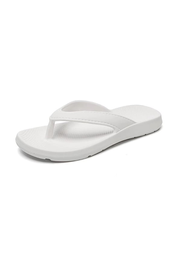 Men Women Couples Flip Flops Beach Sandals Open Toe Flat Fixed Slide 100% EVA Foam Soft Sole Lightweight Summer Outdoor Pool Walking Rainy Days with Arch Support Textured Outsole White 36