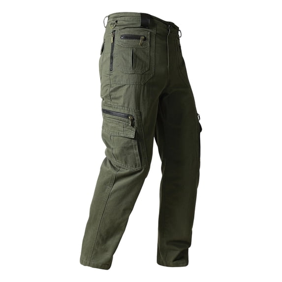 Luvior Men's 6-Pocket Cargo Pants Loose Fit Straight Leg Oversized Casual Trousers Army Green L