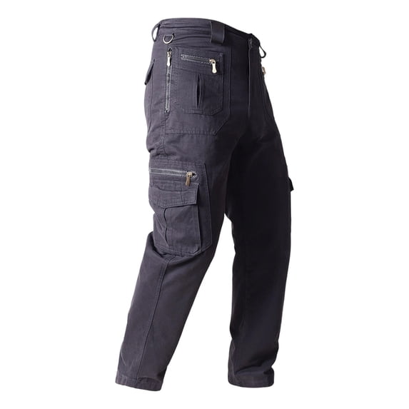 Luvior Men's 6-Pocket Cargo Pants Loose Fit Straight Leg Oversized Casual Trousers Grey M