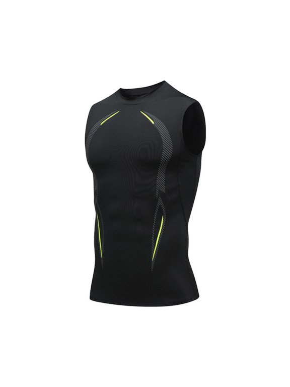 Men’s Compression Fit Muscle Tank – Printed Athletic Sleeveless Shirt for Basketball, Running, Gym Workout, Training, and Exercise Black L