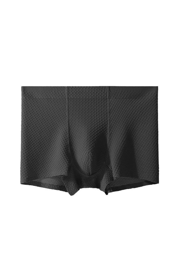 Men’s Ice Silk Boxer Briefs – Seamless Antibacterial Crotch, Breathable Naked Feel Trunks Black L