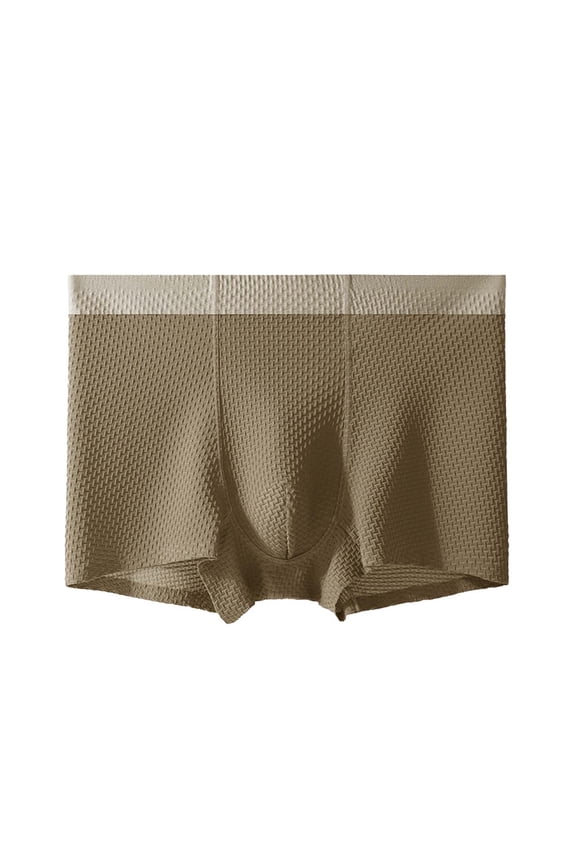Men’s Ice Silk Boxer Briefs – Seamless Antibacterial Crotch, Breathable Naked Feel Trunks Brown L