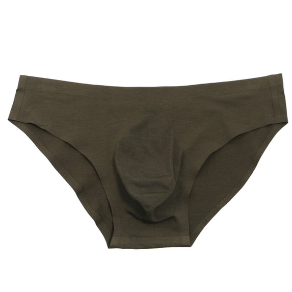 Luvior Men’s Low Rise Pouch Briefs – Solid Color Seamless Invisible Underwear, Contour Support Army Green XL