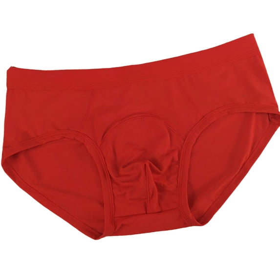 Luvior Men’s Modal Sport Briefs – Fashion Mid Rise 3D Triangle Underwear, Comfortable Breathable Daily Wear Red XXL