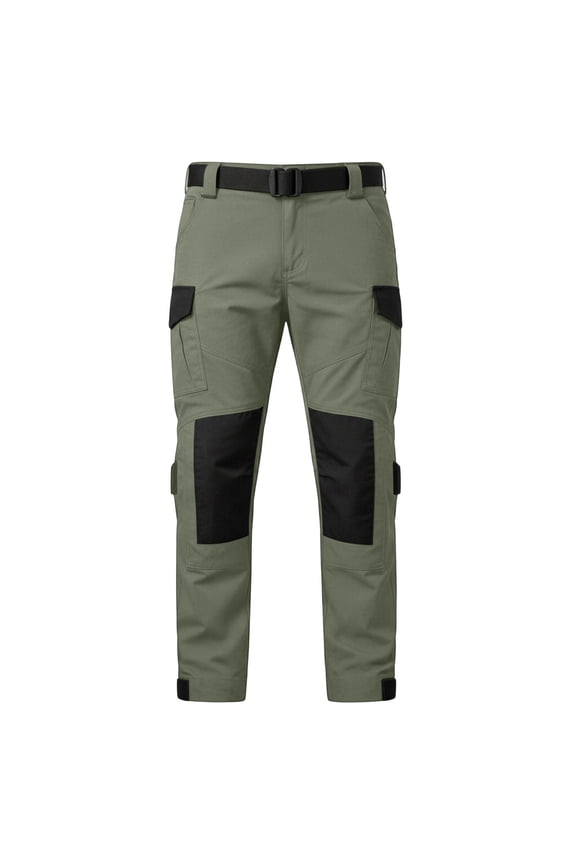 Men's Patchwork Cargo Pants Hippie-Style Outdoor Hiking Trousers Army Green L