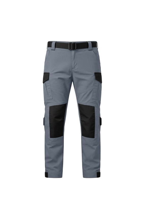 Men's Patchwork Cargo Pants Hippie-Style Outdoor Hiking Trousers Grey M