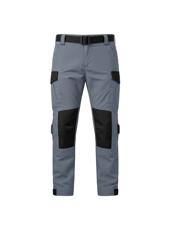 Men's Patchwork Cargo Pants Hippie-Style Outdoor Hiking Trousers Grey XL