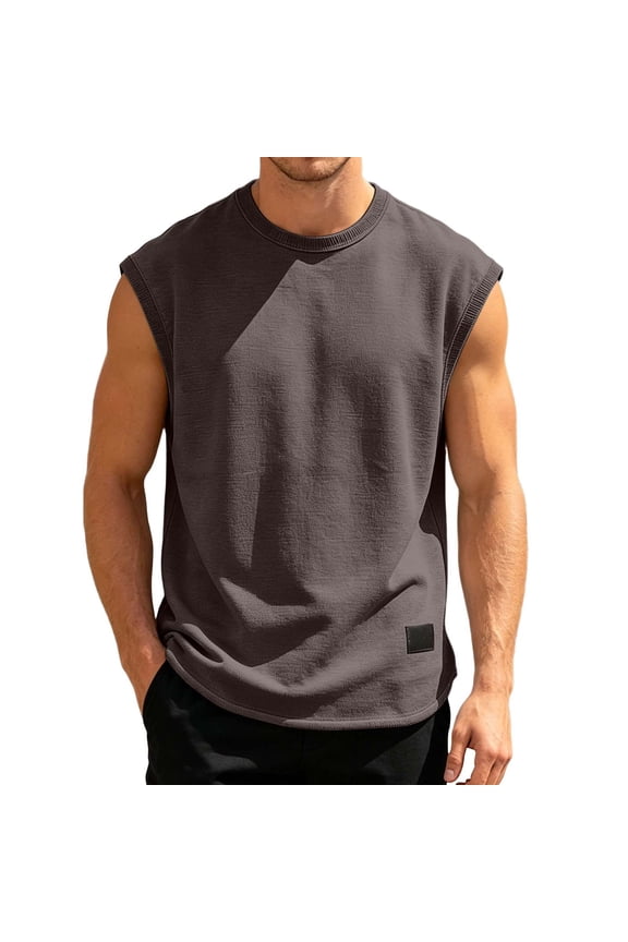 Men’s Sleeveless Undershirt Casual Tank Top – Solid White Muscle Tee, Lightweight Summer Shirt for Layering or Standalone Wear Grey L