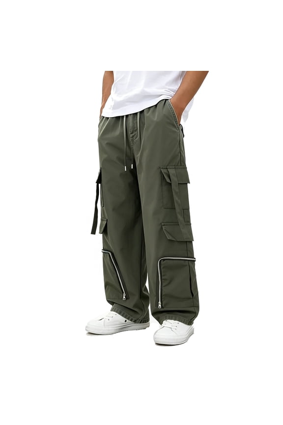 Men's Windproof Softshell Cargo Pants Water Resistant Hiking Work Trousers Green XL