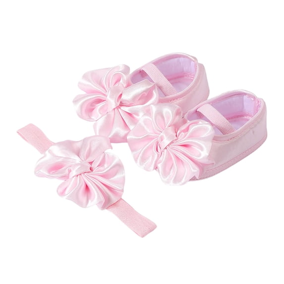 Luvior Newborn Baby Shoes With Hair Band Fashion Soft Soled Newborn Shoes Versatile Dress Flower Shoes Newborn Shoes Fashionable Footwear, 0-6 Months