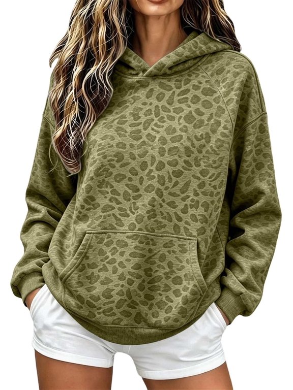 Oversized Hoodies for Women Pullover Leopard Print Hoodie
