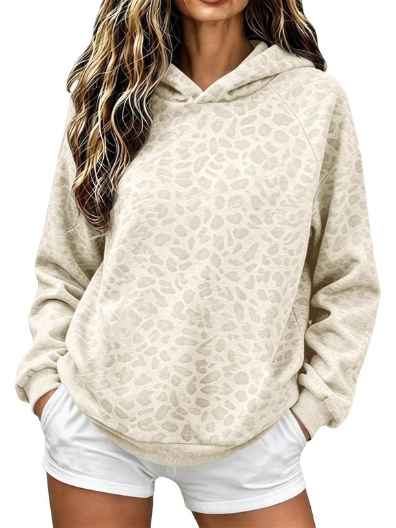 Oversized Hoodies for Women Pullover Leopard Print Hoodie