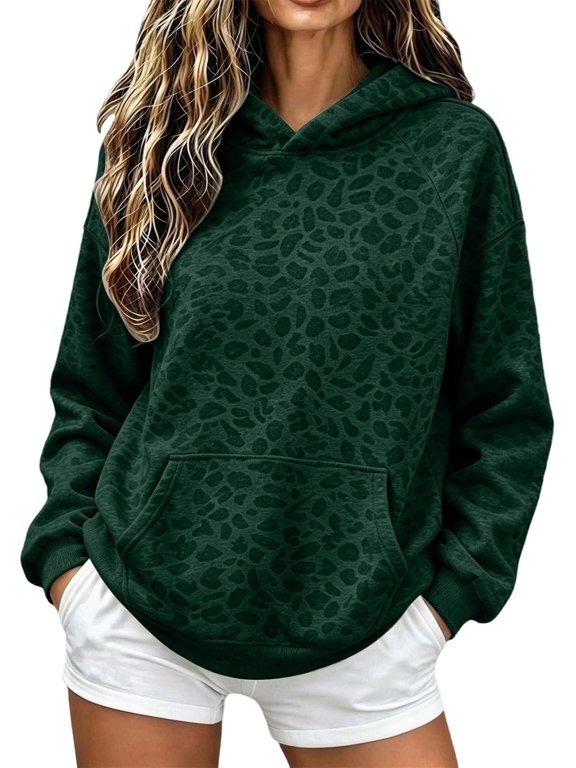 Oversized Hoodies for Women Pullover Leopard Print Hoodie