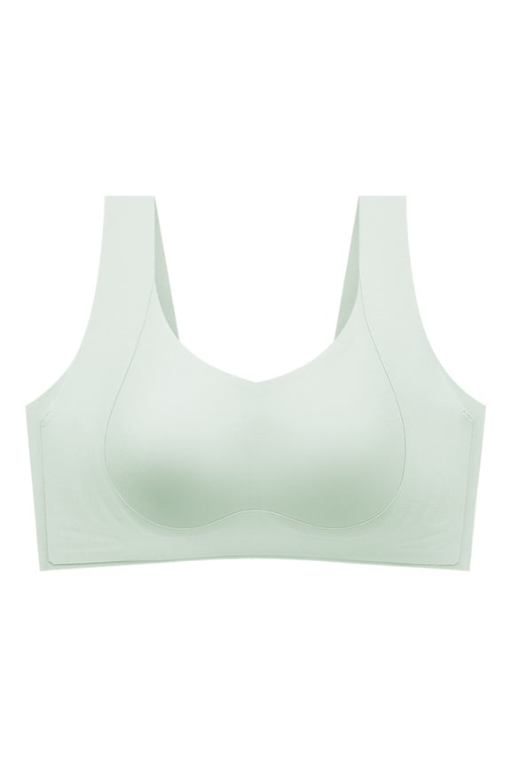 Seamless Side Support Bra Wireless Full Coverage T-Shirt Bralette for All Day Comfort Green L