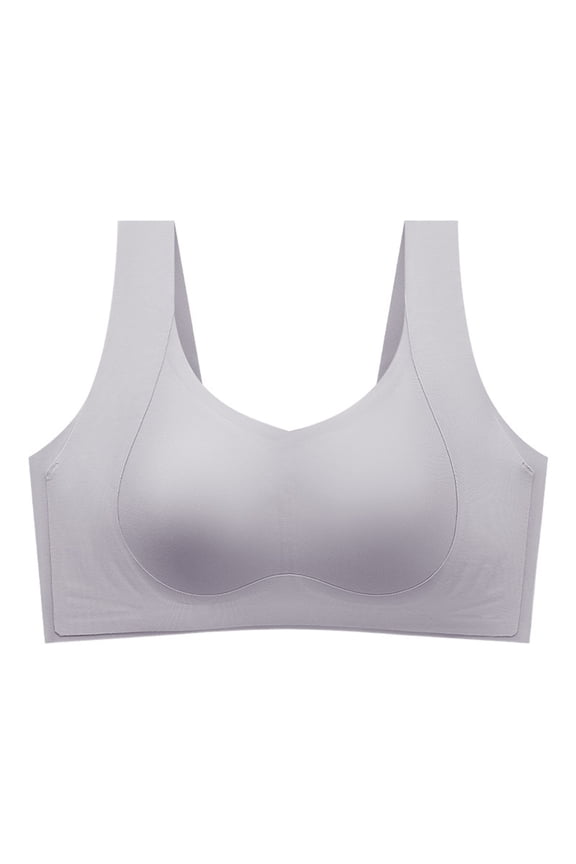 Seamless Side Support Bra Wireless Full Coverage T-Shirt Bralette for All Day Comfort Grey XL