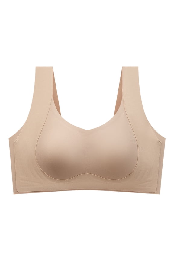 Seamless Side Support Bra Wireless Full Coverage T-Shirt Bralette for All Day Comfort Khaki S