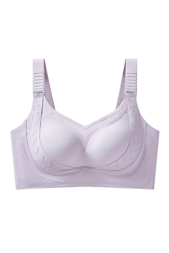 Seamless Underwire Bra Light Support Side Coverage Shaping Bralette Purple XXL