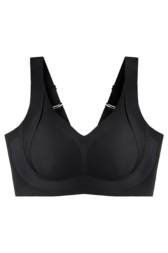 Supportive Full Coverage Bra Seamless Underwire Lift Side Smoothing T-Shirt Black M