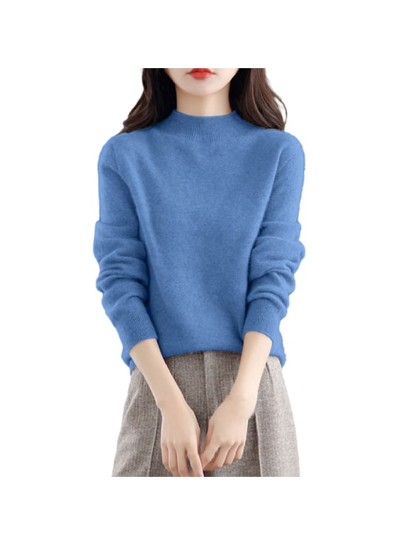 Sweaters for Women Long Sleeve Neck Merino Wool Sweater 2026 Fall Lightweight Soft Knit Pullover Tops