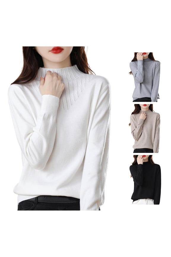 Sweaters for Women Long Sleeve Mock Neck Merino Wool Sweater 2026 Fall Lightweight Soft Knit Pullover Tops