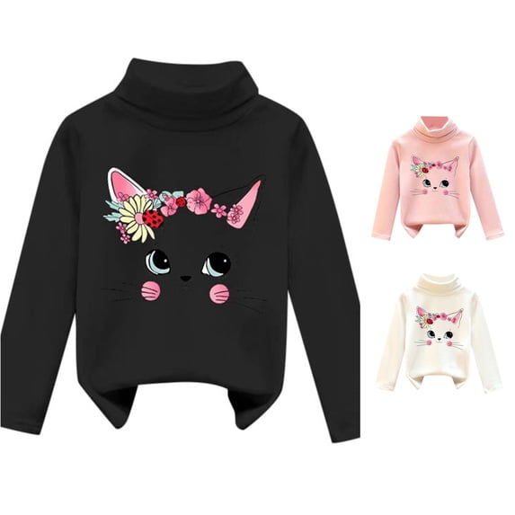 Luvior Toddler Girls Cotton Pullover Long Sleeve Turtleneck Sweater Kids Fall Winter Daily Undetshirt Tops Baby Soft Compy Tops