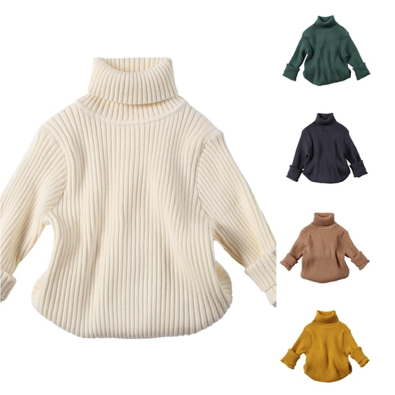 Luvior Toddler Girls Long Sleeve Turtleneck Knit Loose Oversized Sweater Pullover Jumper Tops Fall Winter Clothes 2026