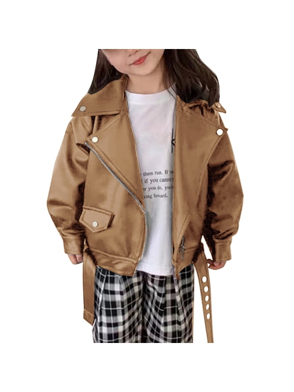 Toddler Outwear Baby Coat Clothes Winter Girls Kids Autumn Leather Turn Down Jacket Short Girls Coat Jacket Classic