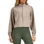 Luvior Women Breathable Shield Lightweight Jacket Full Zip Outdoor Loose Fit Top Khaki L