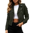 thumbnail image 1 of Luvior Women Casual Zip Up Short Jacket Notched Lapel Lightweight Everyday Coat Green L, 1 of 4