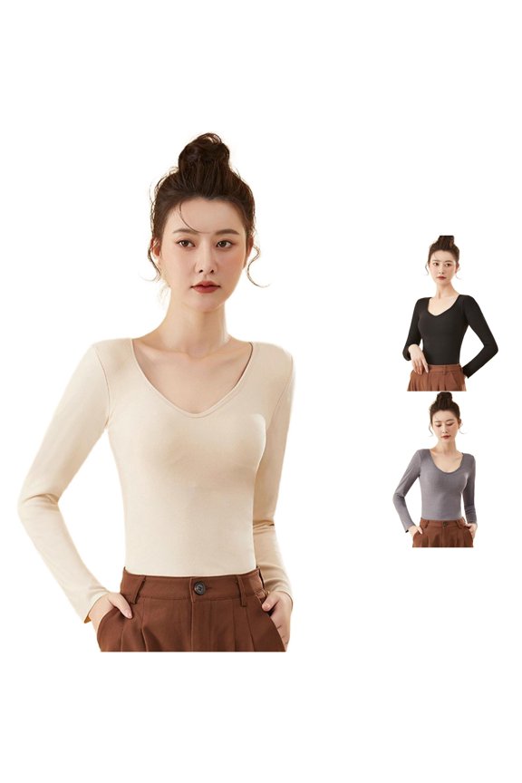 Women Thermal Underwear Top Built In Bra Seamless Shirt Soft Warm Lined Base Layer Comfortable Fit