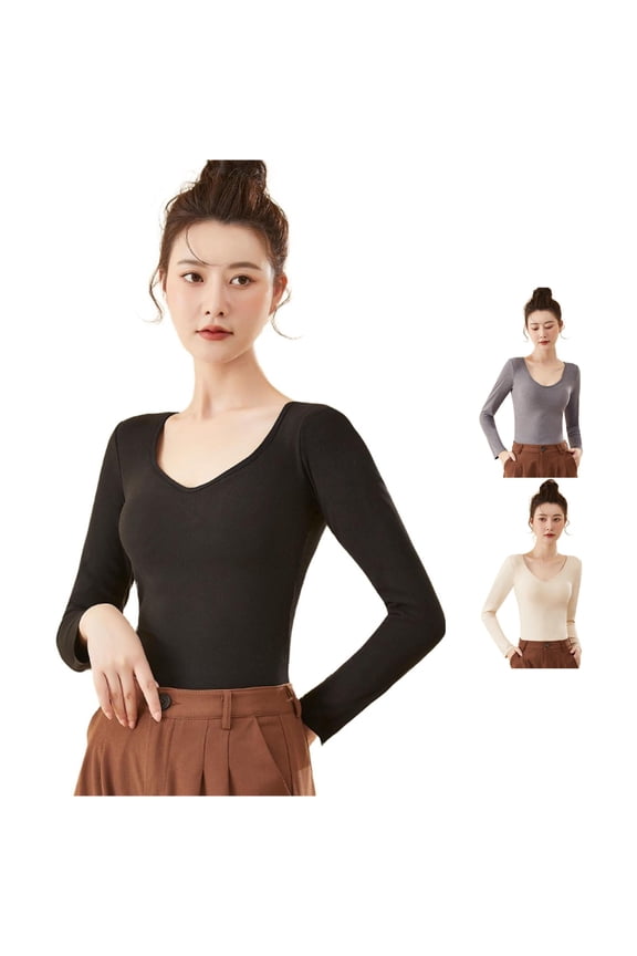 Women Thermal Underwear Top Built In Bra Seamless Shirt Soft Warm Lined Base Layer Comfortable Fit