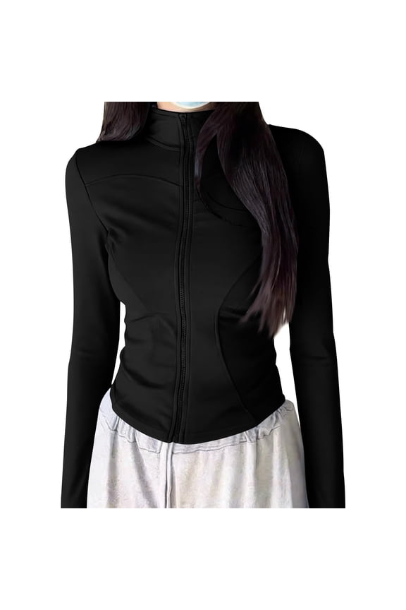 Women UPF 50+ Sun Protection Jacket Breathable Zip Up Hiking Top Black M