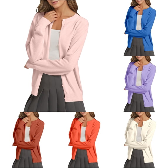 Luvior Women's 100% Cotton Lightweight Cardigans Long Sleeve Knitted Button Down Sweater