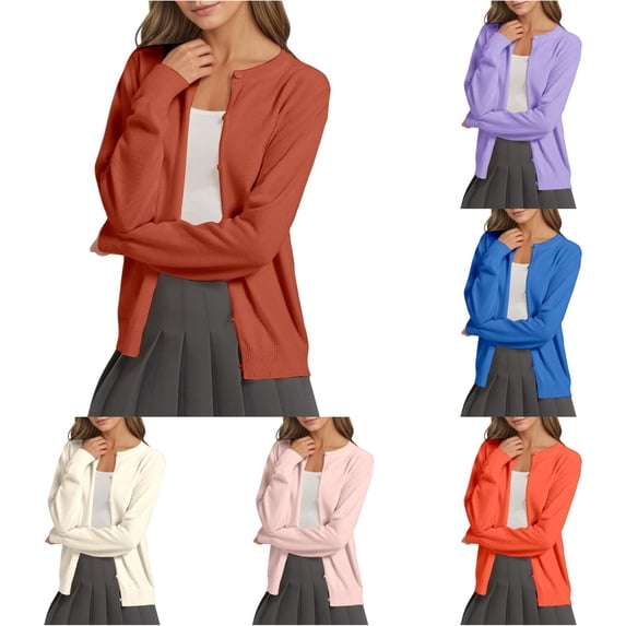 Luvior Women's 100% Cotton Lightweight Cardigans Long Sleeve Knitted Button Down Sweater