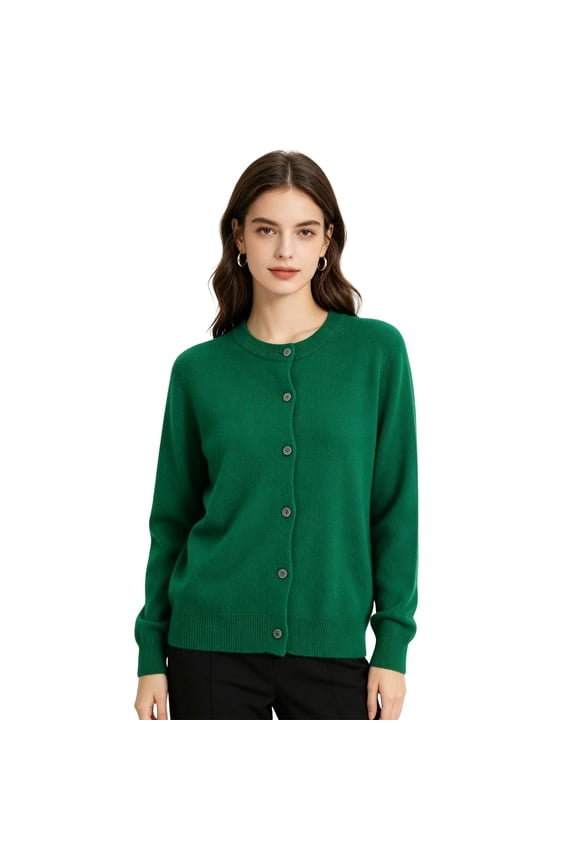Women’s Cardigan Sweater Crew Neck Long Sleeve Knit Casual Button Down Lightweight Tops Outwear