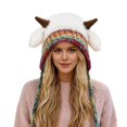 thumbnail image 1 of Luvior Women's Trapper Hat with Sheep Horns Lined Ear Flap Cap Winter Warm, 1 of 5