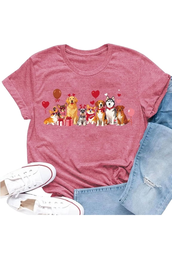 Women's Giraffe Print Short Sleeve T-Shirt Loose Fit Casual Tee Pink1 XXL
