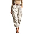 thumbnail image 1 of Luvior Women‘s High Waist Wide Leg Cargo Pants – Non-Stretch Loose Fit Casual Trousers with Multiple Pockets Comfortable Everyday Wear BeigeB M, 1 of 6