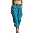 thumbnail image 1 of Luvior Women‘s High Waist Wide Leg Cargo Pants – Non-Stretch Loose Fit Casual Trousers with Multiple Pockets Comfortable Everyday Wear BlueB XL, 1 of 6