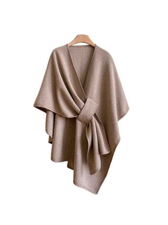 Women's Knitted Cape Wrap Shawl Open Front Long Cardigan Sweater Coat for Evening Wear