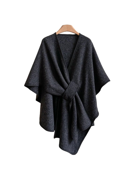 Women's Knitted Cape Wrap Shawl Open Front Long Cardigan Sweater Coat for Evening Wear