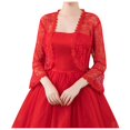 thumbnail image 1 of Luvior Women's Lace Shoulder Flared Sleeve Cardigan – Multicolor Everyday Lace Shrug with Trumpet Sleeves Red One Size, 1 of 5